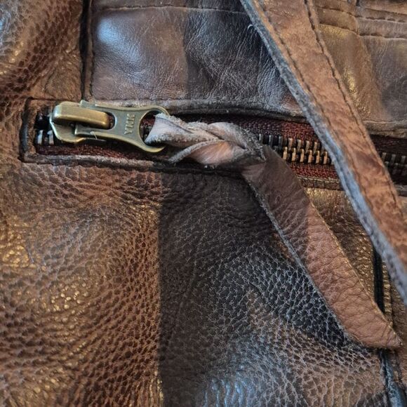 Sirimiri Leather Brown Backpack Distressed BOHO Look Tassels Cotton Lining Nwt - Picture 6 of 12